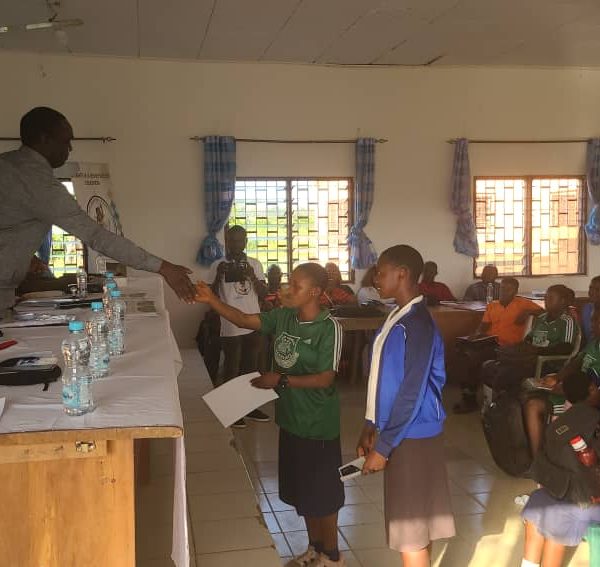 Nkondjock students receiving their certificate